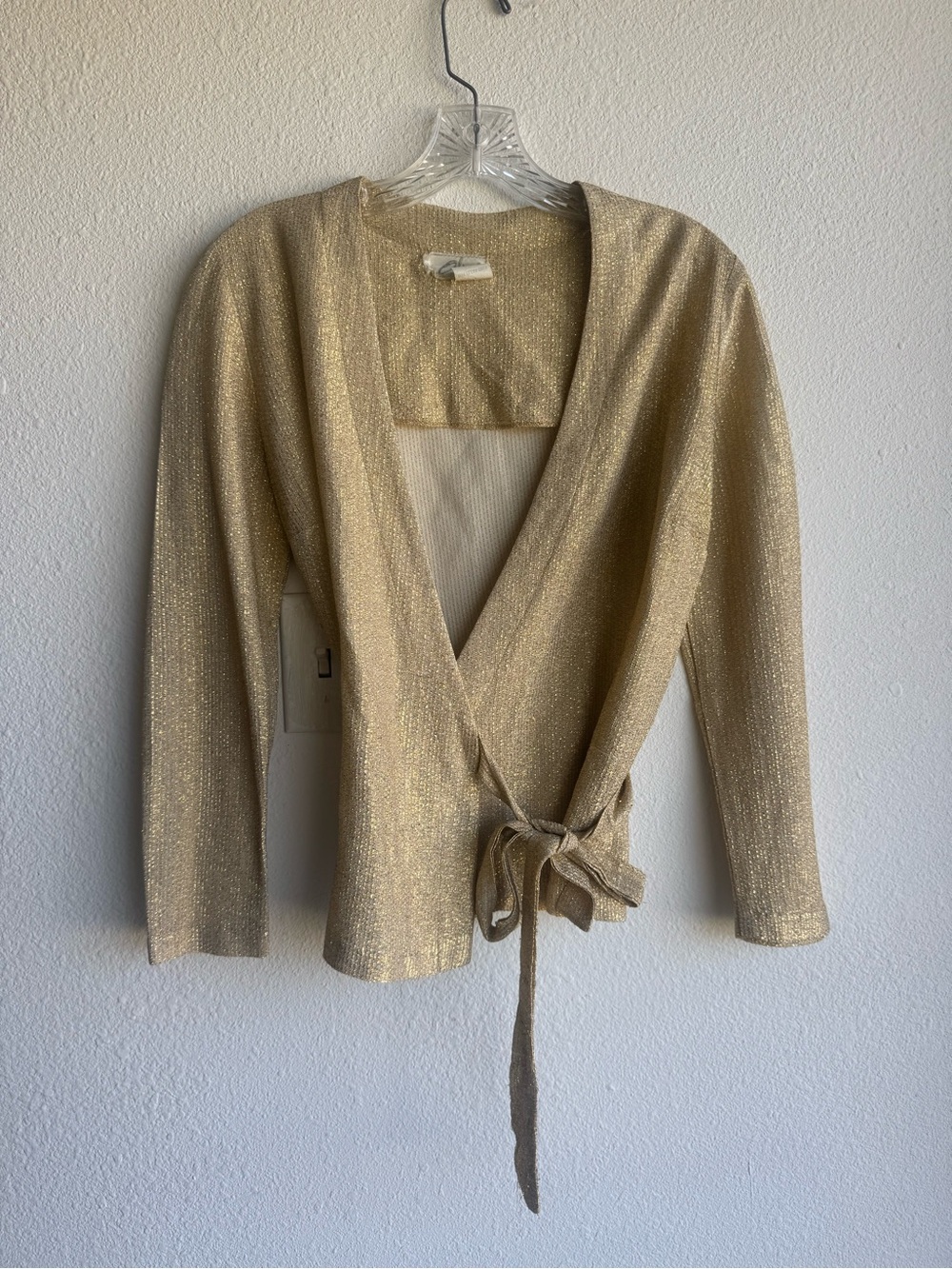 Vintage 70s Alice of California Metallic Gold Wrap top
